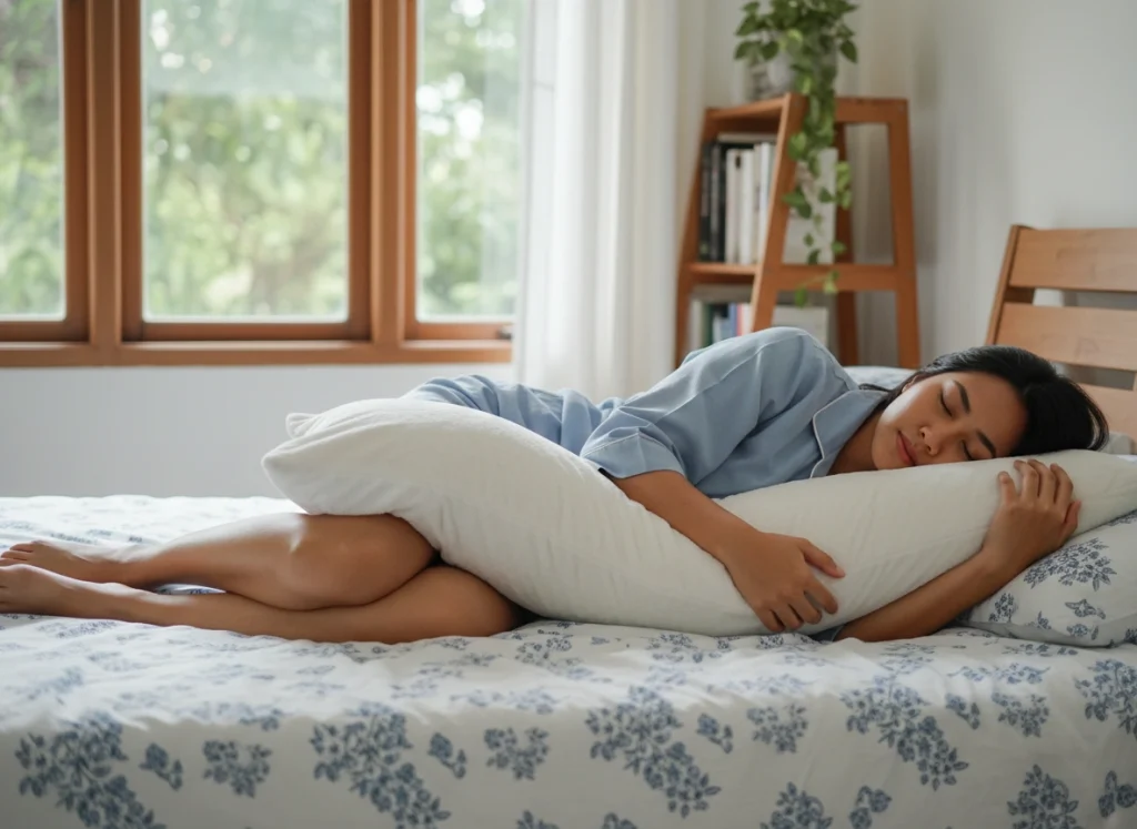 Tidur Miring Dengan Bantal Di Antara Kaki