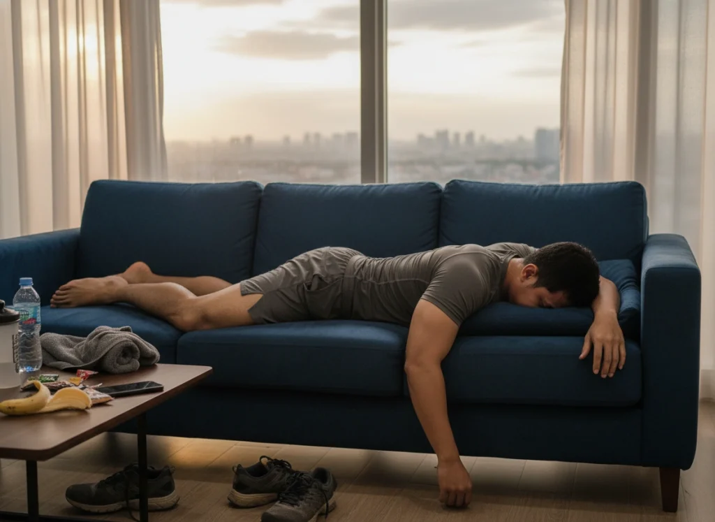 posisi tidur setelah gym
